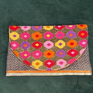 Colorful Hexagon Pattern Clutch